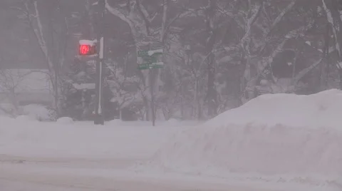 Lake effect snow squall with dangerous blizzard conditions and severe high wind Stock Footage 45822156