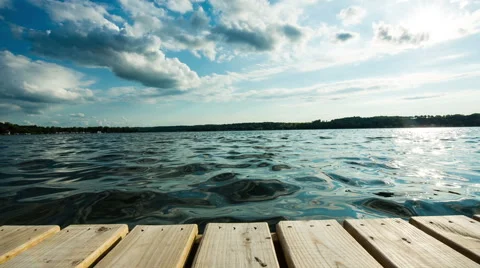Lake End of Dock Dolly Left Stock Footage 57753217