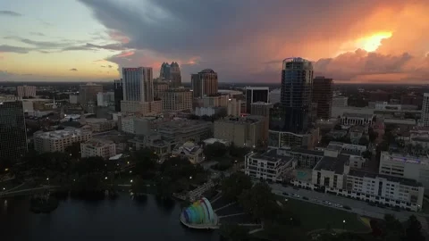 Lake Eola Sunset Stock Footage 160360189