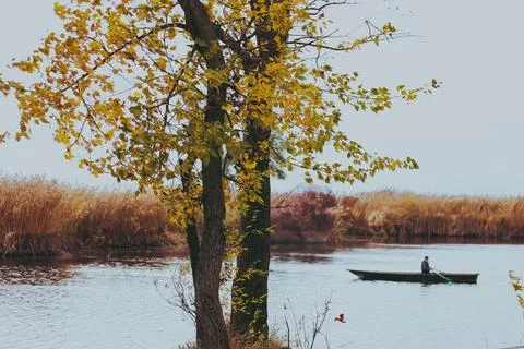 A lake to fish in the fall Stock Photos