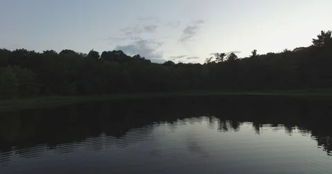 Lake Flyover at Dusk Stock Footage 79374037