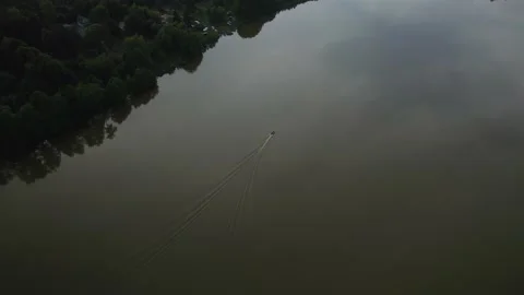 Lake in the forest with a drone Stock Footage 238502593