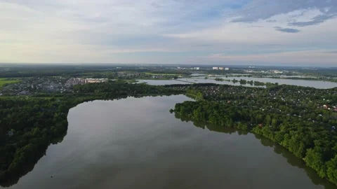 Lake in the forest with a drone Stock Footage 238502599