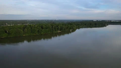 Lake in the forest with a drone Stock Footage 238502609