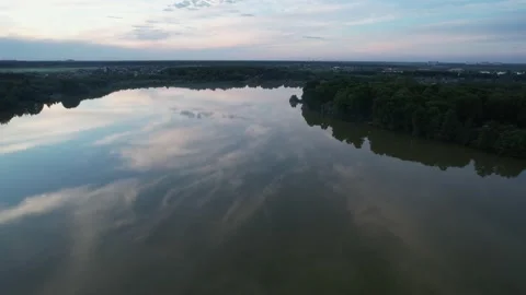 Lake in the forest with a drone Stock Footage 238502645