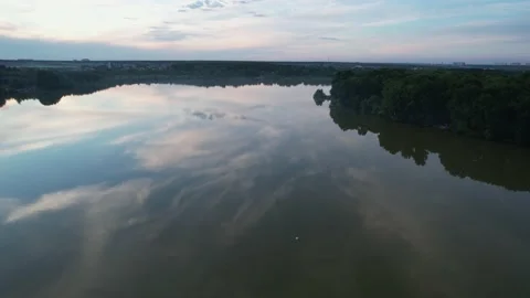 Lake in the forest with a drone Stock Footage 238502661