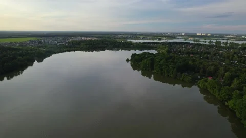 Lake in the forest with a drone Stock Footage 238502772