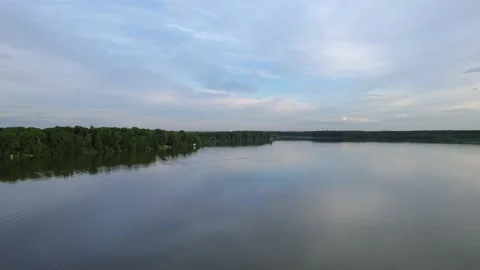Lake in the forest with a drone Stock Footage 238502813