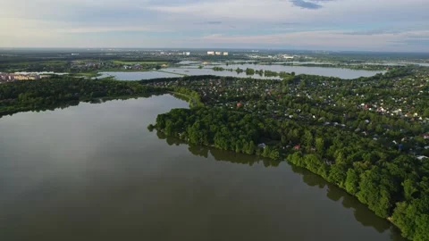 Lake in the forest with a drone Stock Footage 238502823