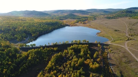 Lake in the forest Stock Footage 87789937