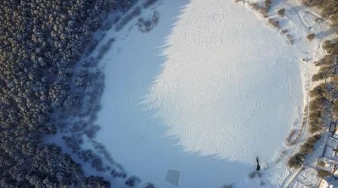 Lake in the forest in winter Stock Photos