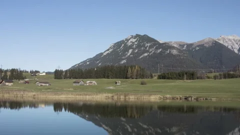 Lake in front of Mountains Stock Footage 220001547