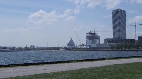 Lake front  path Milwaukee Stock Footage 56590464