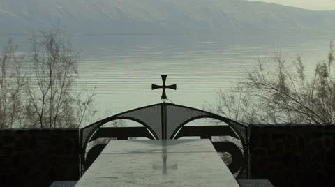 Lake Galilee. The view from the monastery. Stock Footage 51331751