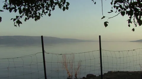 Lake Galilee. The view from the monastery. Stock Footage 51331997