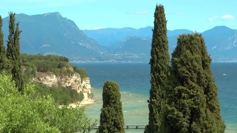 Lake Garda View With Mountains in Background Italy Stock Footage 227609864