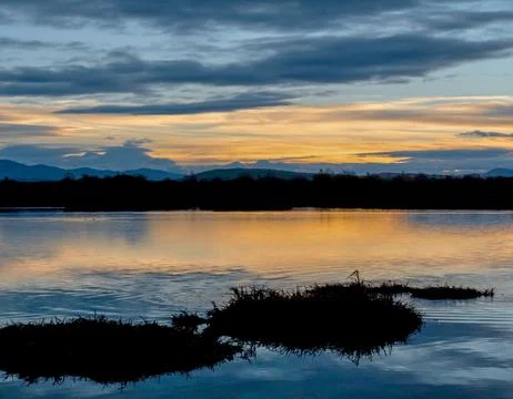 Lake Geneva at dusk Stock Photos