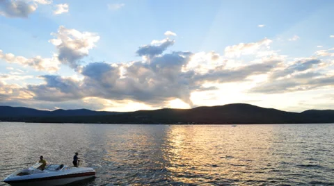 Lake George Sunset Adirondacks Stock Footage 34998985