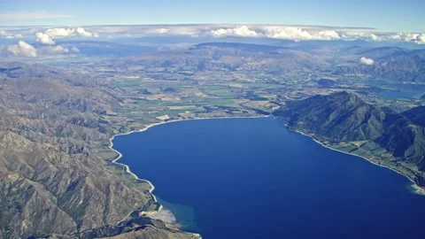 Lake Hawea Aerial Stock Footage 155477637