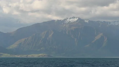 Lake Hawea, shadow of the clouds on mountains Stock Footage 132300200