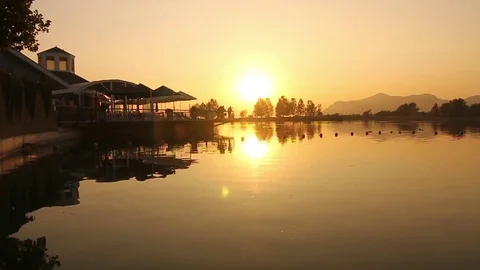 Lake hotel Stock Footage 77047529