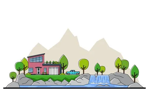 Lake house concept Stock Illustration