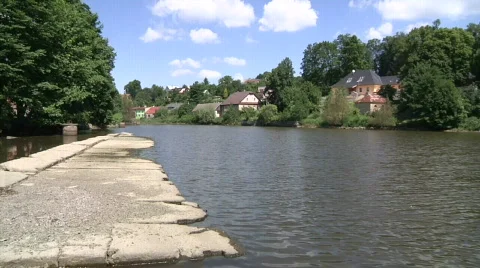 Lake with houses Stock Footage 836747