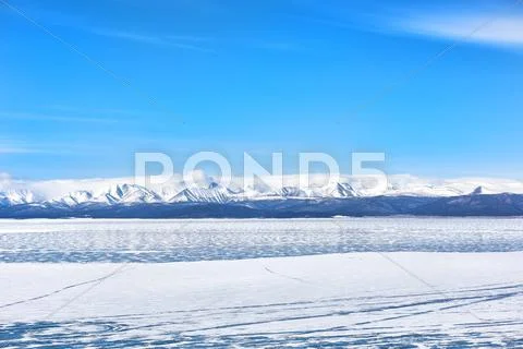 Lake Hovsgol in March Stock Photos