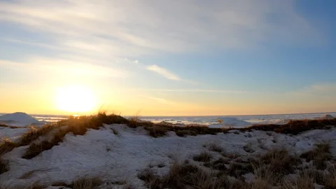 Lake Huron Sand Dunes at Sunset Stock Footage 294954195