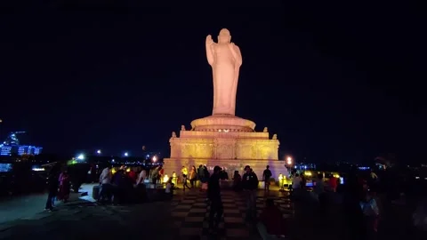 Lake Hussain Sagar and Hyderabad city sk... | Stock Video | Pond5