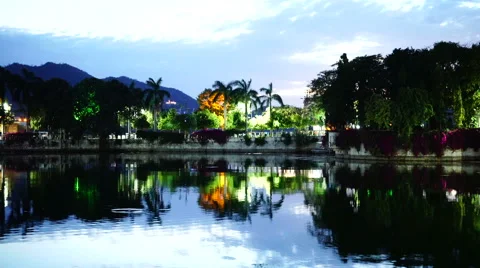 Lake with illuminated tropical reflection. Stock-Footage 65908675