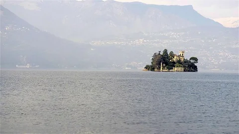 Lake Iseo isle 库存影片 72388596