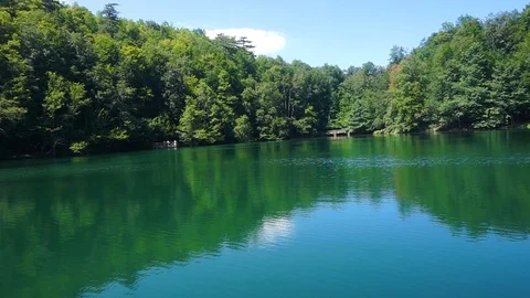 Lake with its reflection, lake with trees, blue lake, yedigoller Stock Footage 92853851