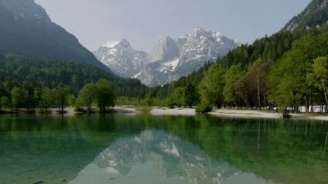 Lake Jasna near Kranjsjka Gora, Slovenia Stock Footage