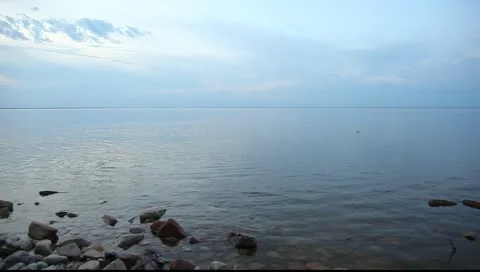 Lake with jumping stone splashes Stock Footage 10892175