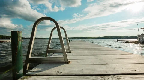 Lake Ladder Dock Move Right Stock Footage 62780791