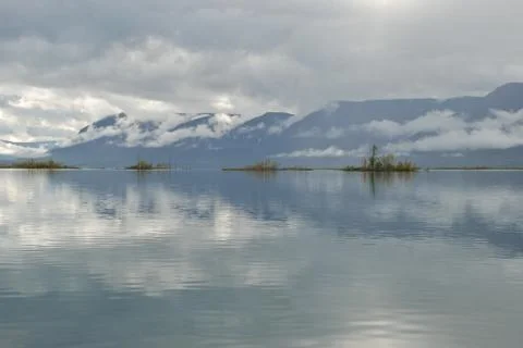 Lake Lama cloudy in the evening. Foto stock