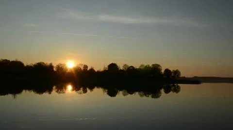 Lake landscape with sunset Stock Footage 10846746