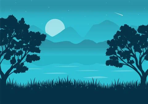 Lake landscape vector Stock Illustration
