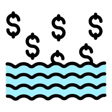 Lake laundry money icon vector flat Stock Illustration