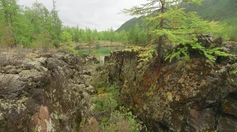 Lake on lava valley. Stock Footage 54448295