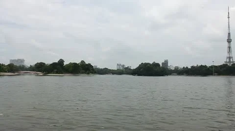Lake in Lenin park Stock Footage