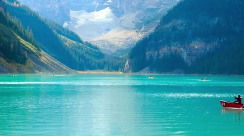 Lake Louise canoeing Stock Footage 44238477