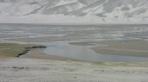 Lake with low level water Stock Footage 522225