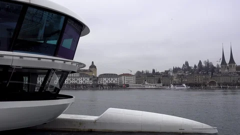 Lake Lucerne Arrival of the Ferry Stock Footage 122082127