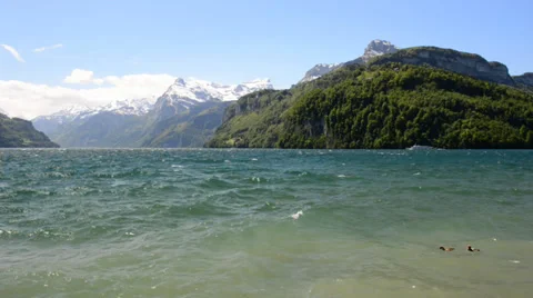 Lake Lucerne, Brunnen. Stock Footage 38453734