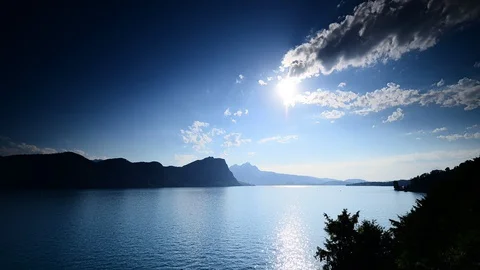 Lake Lucerne. Mount Pilatus Stock Footage 128736487