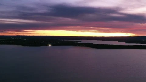 Lake Macquarie murrays beach at sunset in 4k aerial time lapse. Stock Footage 243548489