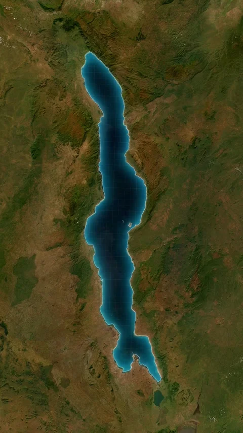 Lake Malawi Map With Loop  Animation In Vertical Stock Footage 334084521