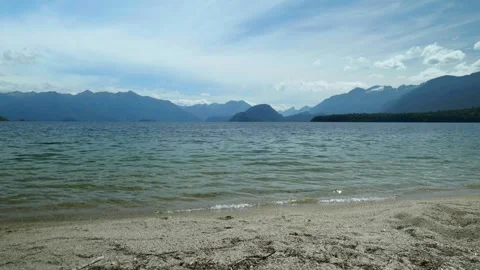 Lake Manapouri with mountains in background Stock Footage 260367859